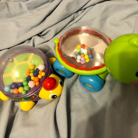 1980s vtg Lot Fisher Price Popper Turtle Toy & Walking Turtle PushAlong Pop Ball - Picture 2 of 4